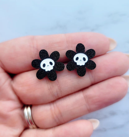 Flower Skull Earrings