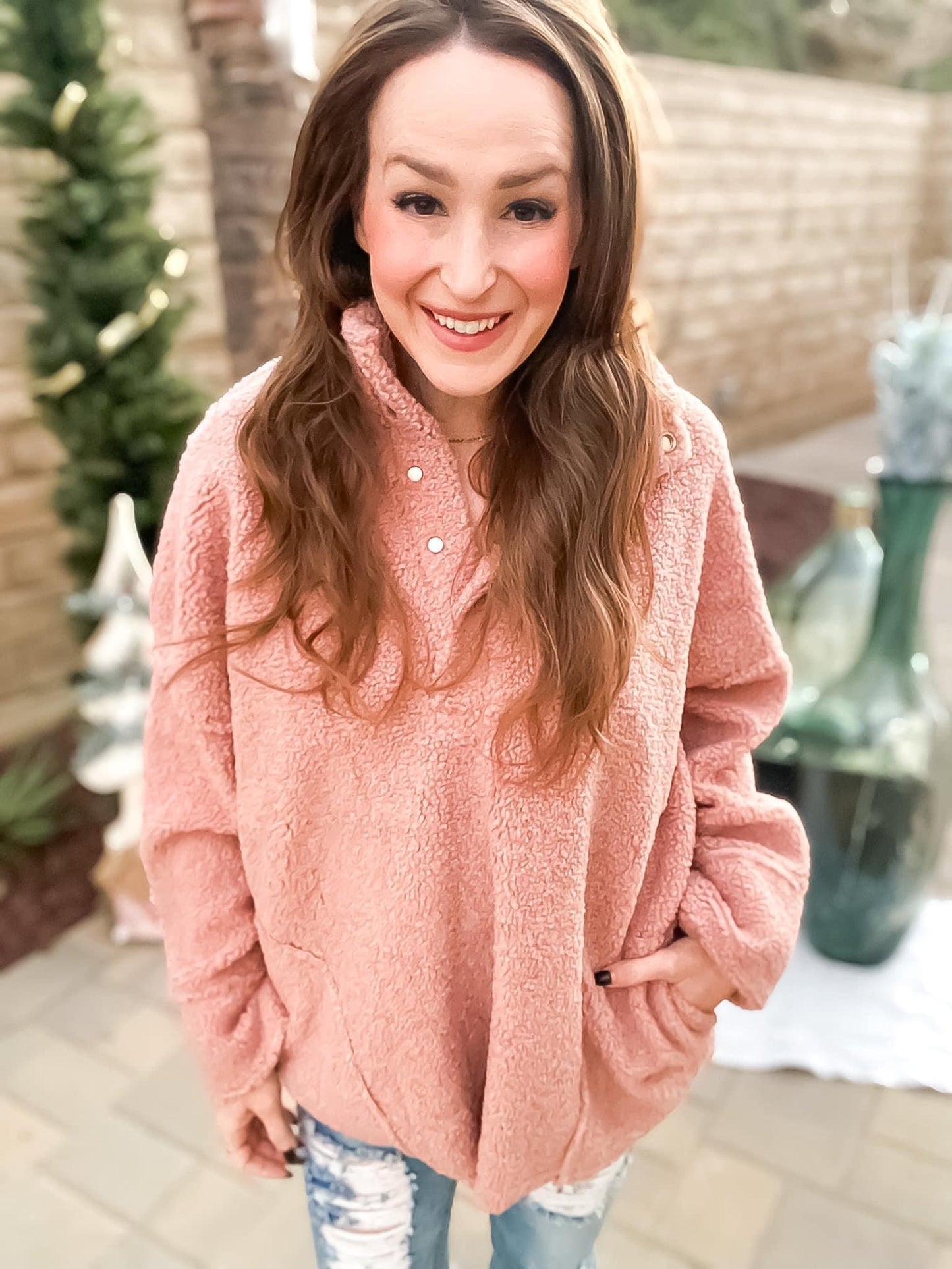 Loverly Sherpa Pullover Jacket - Beige or Pink