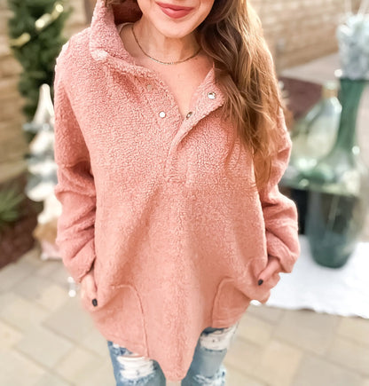 Loverly Sherpa Pullover Jacket - Beige or Pink