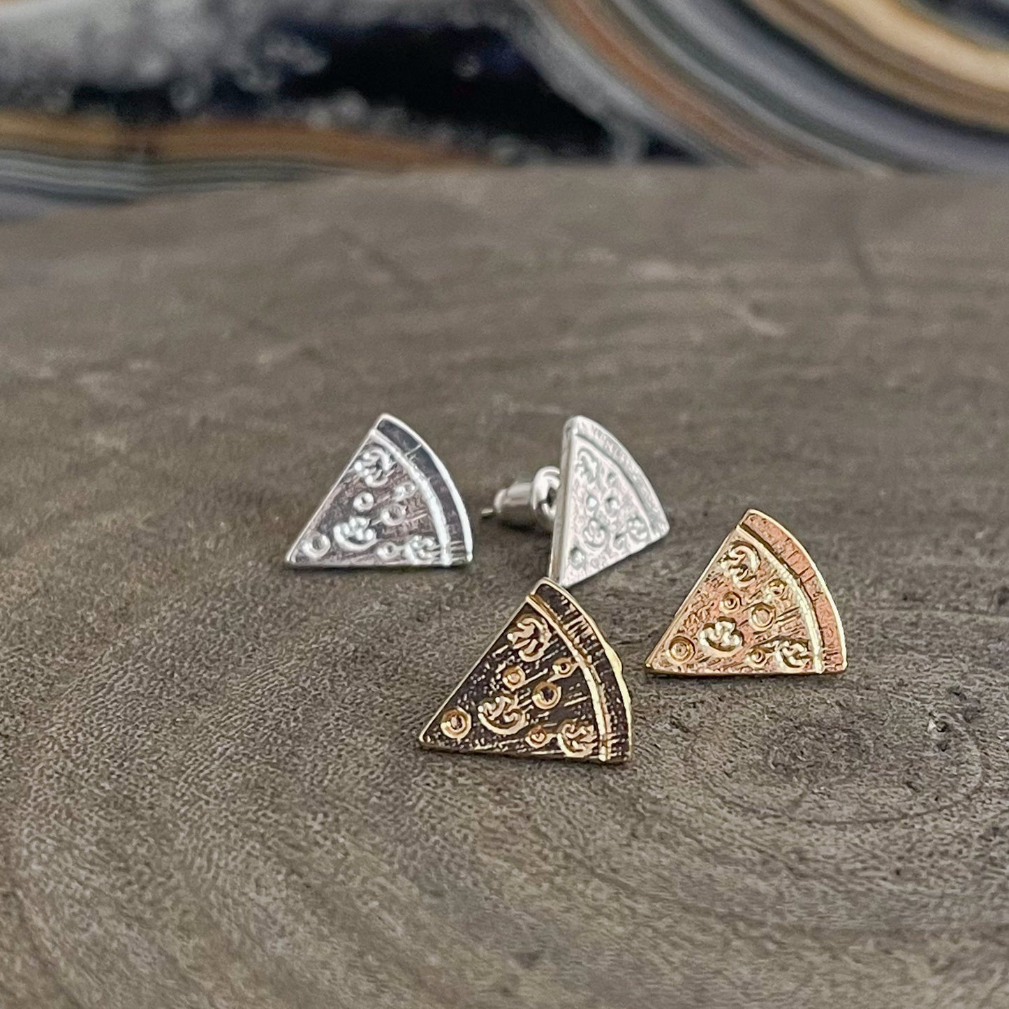 Pizza Slice Earrings - Silver or Gold