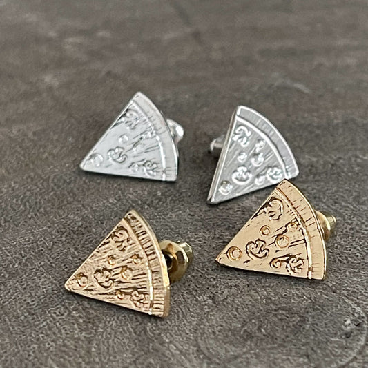 Pizza Slice Earrings - Silver or Gold
