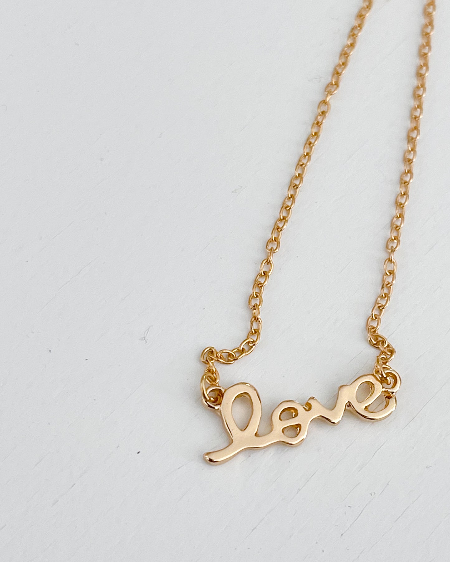 Dainty Love Script Gold Necklace