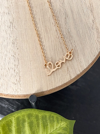 Dainty Love Script Gold Necklace