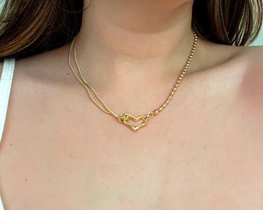 With You Gold Heart Asymmetric Necklace