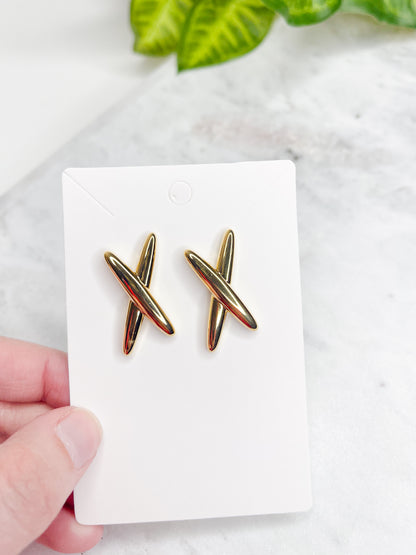 X Gold Earrings