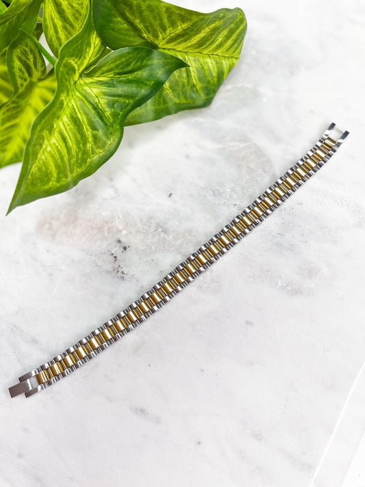 Gold & Silver Watch Band Bracelet