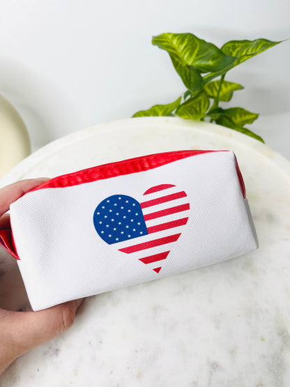 Patriotic Heart Small Cosmetic Bag