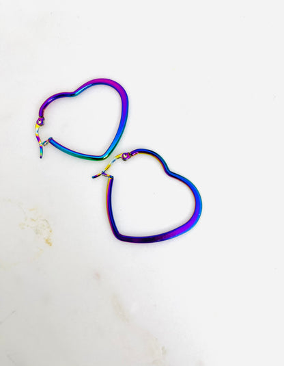 Holographic Heart Earrings - ONE LEFT