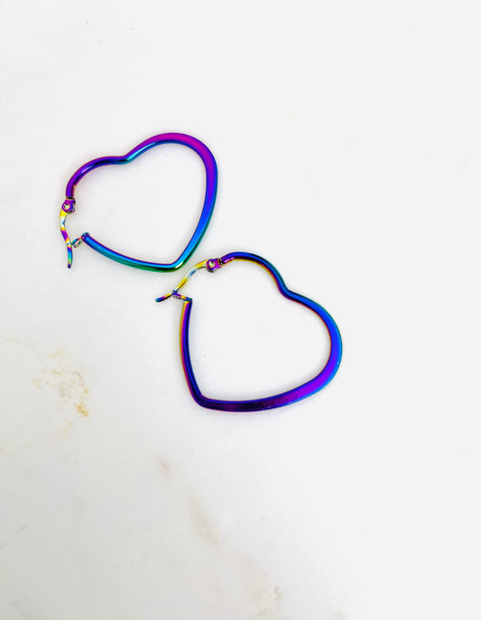 Holographic Heart Earrings - ONE LEFT