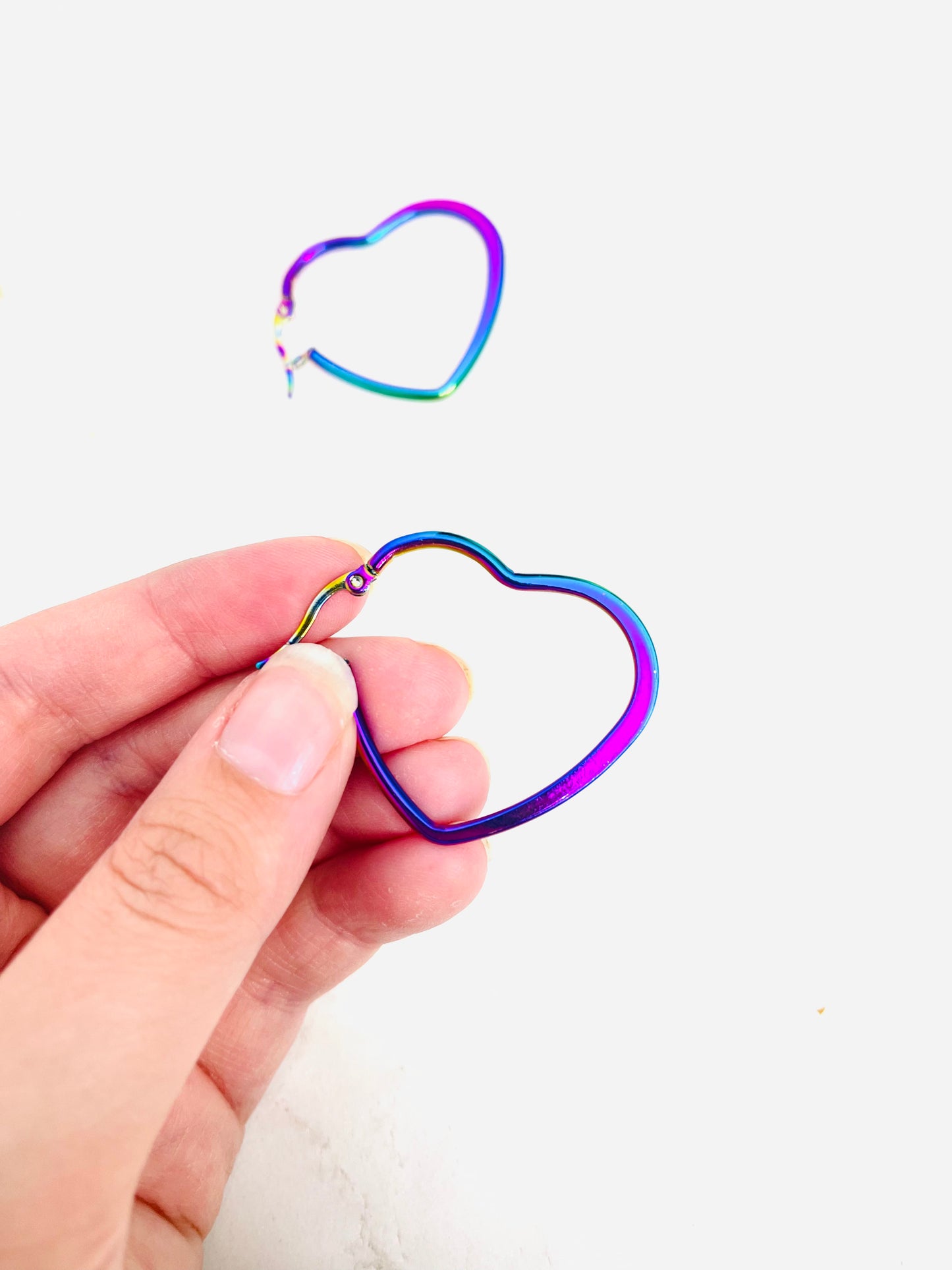 Holographic Heart Earrings - ONE LEFT