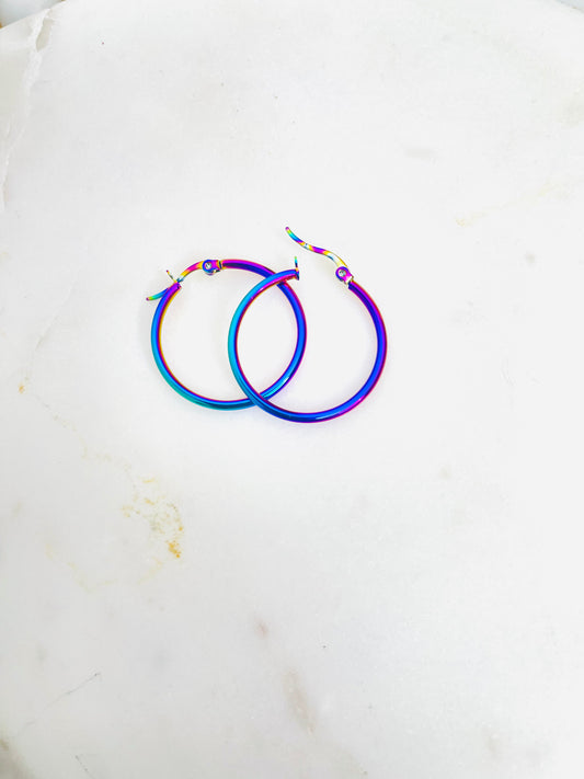 Holographic Hoop Earrings - ONE LEFT