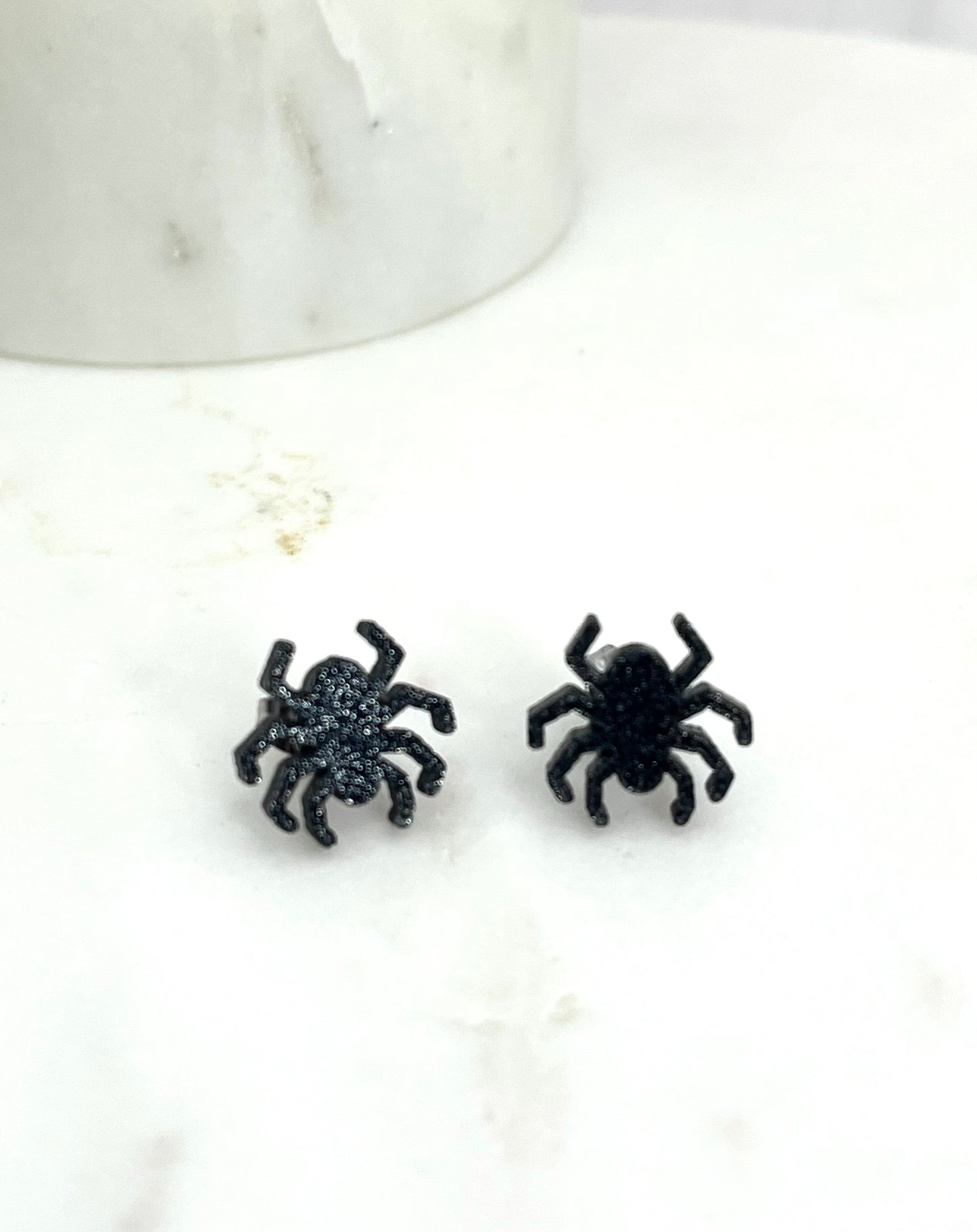 Halloween Glitter Stud Earrings - Black Skull, Rose Gold Heart Skull, Spider, Pumpkin