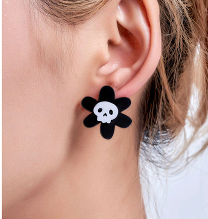 Flower Skull Earrings