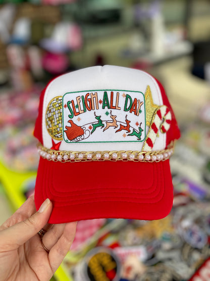 Sleigh All Day Red Trucker Hat