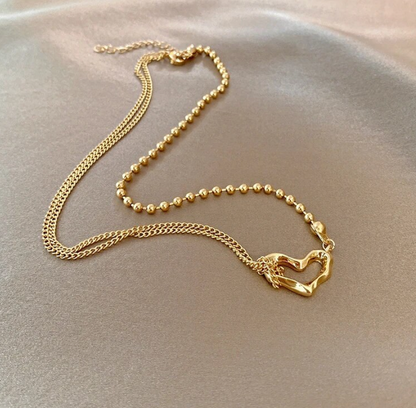 With You Gold Heart Asymmetric Necklace