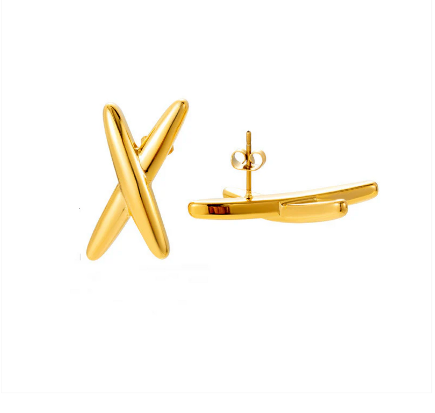 X Gold Earrings