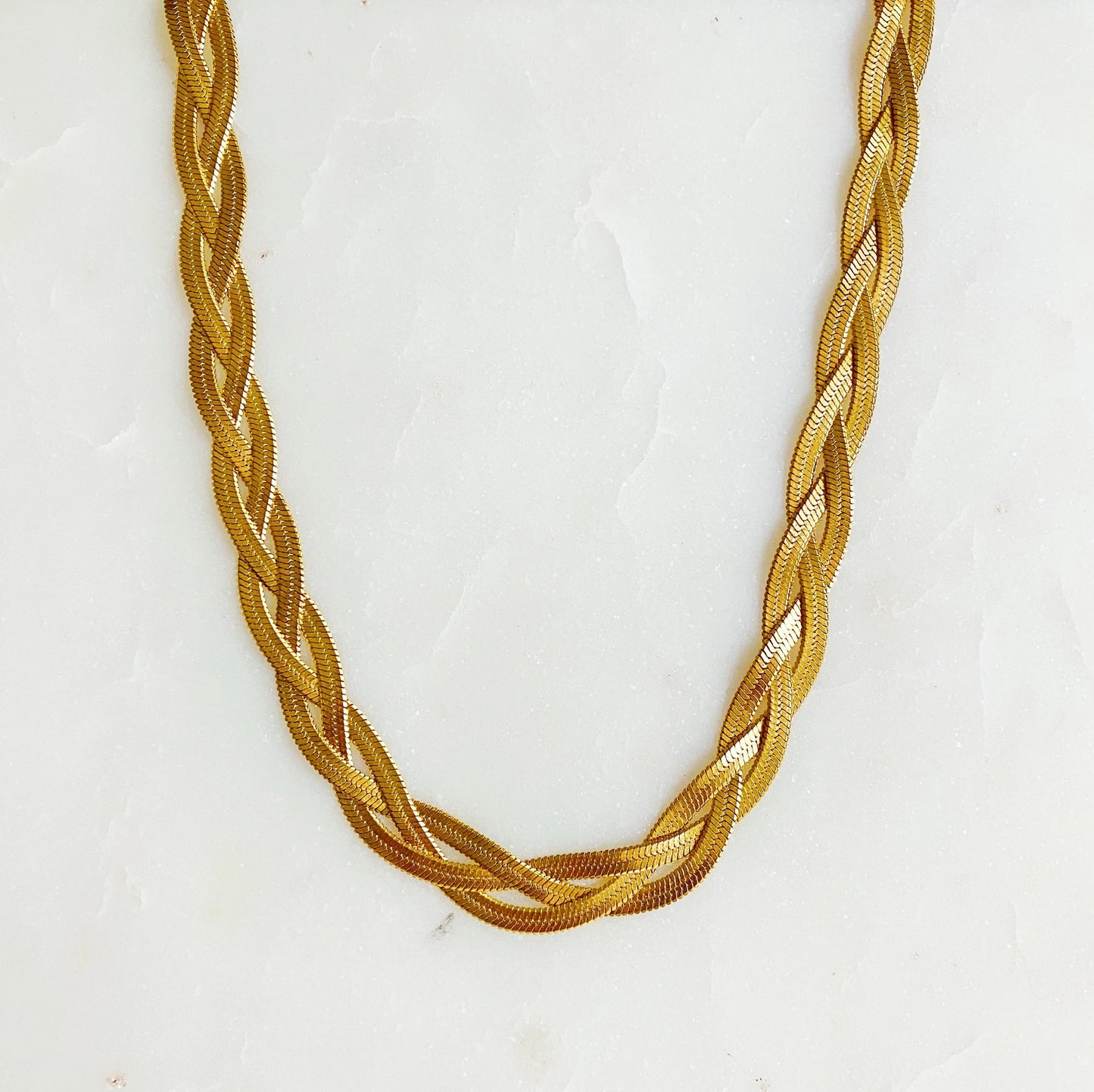 Beatrice Braided Herringbone Chain Necklace - ONE LEFT