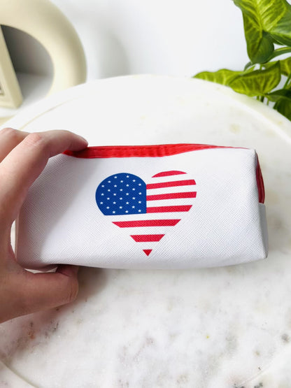 Patriotic Heart Small Cosmetic Bag