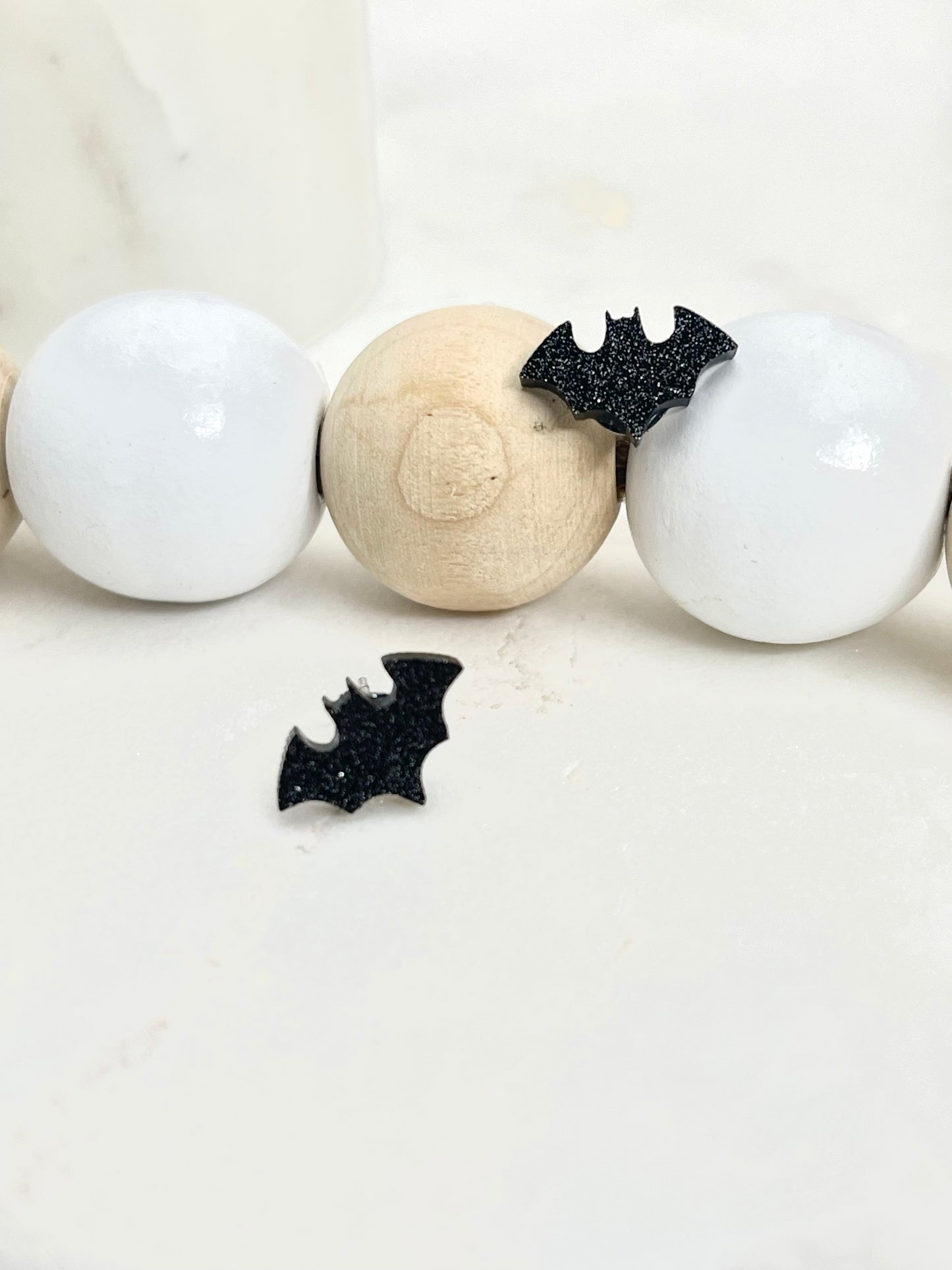 Halloween Glitter Stud Earrings - Black Skull, Rose Gold Heart Skull, Spider, Pumpkin