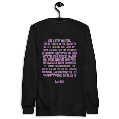 SHE IS EVOLVING (I AM SHE) Sweatshirt - White, Carbon Grey, Black, Charcoal Heather